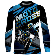 Load image into Gallery viewer, Blue Motocross Jersey Upf30+ Dirt Bike Youth Motocross Riding Shirt Men Women Kid XM38