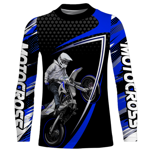 Motocross Racing Jersey Blue Upf30+ Motorcycle Shirt MX Racing Dirt Bike Jersey Kid Men XM173