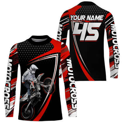 Motocross Racing Jersey Red Upf30+ MX Racing Dirt Bike Jersey Kid Men Motorcycle XM173