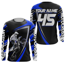 Load image into Gallery viewer, Motocross Racing Jersey Blue Upf30+ Motorcycle Shirt MX Racing Dirt Bike Jersey Kid Men XM173
