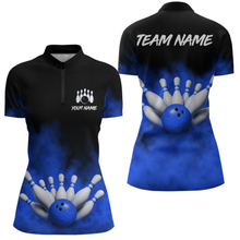 Load image into Gallery viewer, Blue Smoke Bowling Shirts for Men Women Team Personalized Bowling Polo and Quarter Zip MBL130