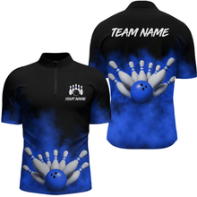 Load image into Gallery viewer, Blue Smoke Bowling Shirts for Men Women Team Personalized Bowling Polo and Quarter Zip MBL130