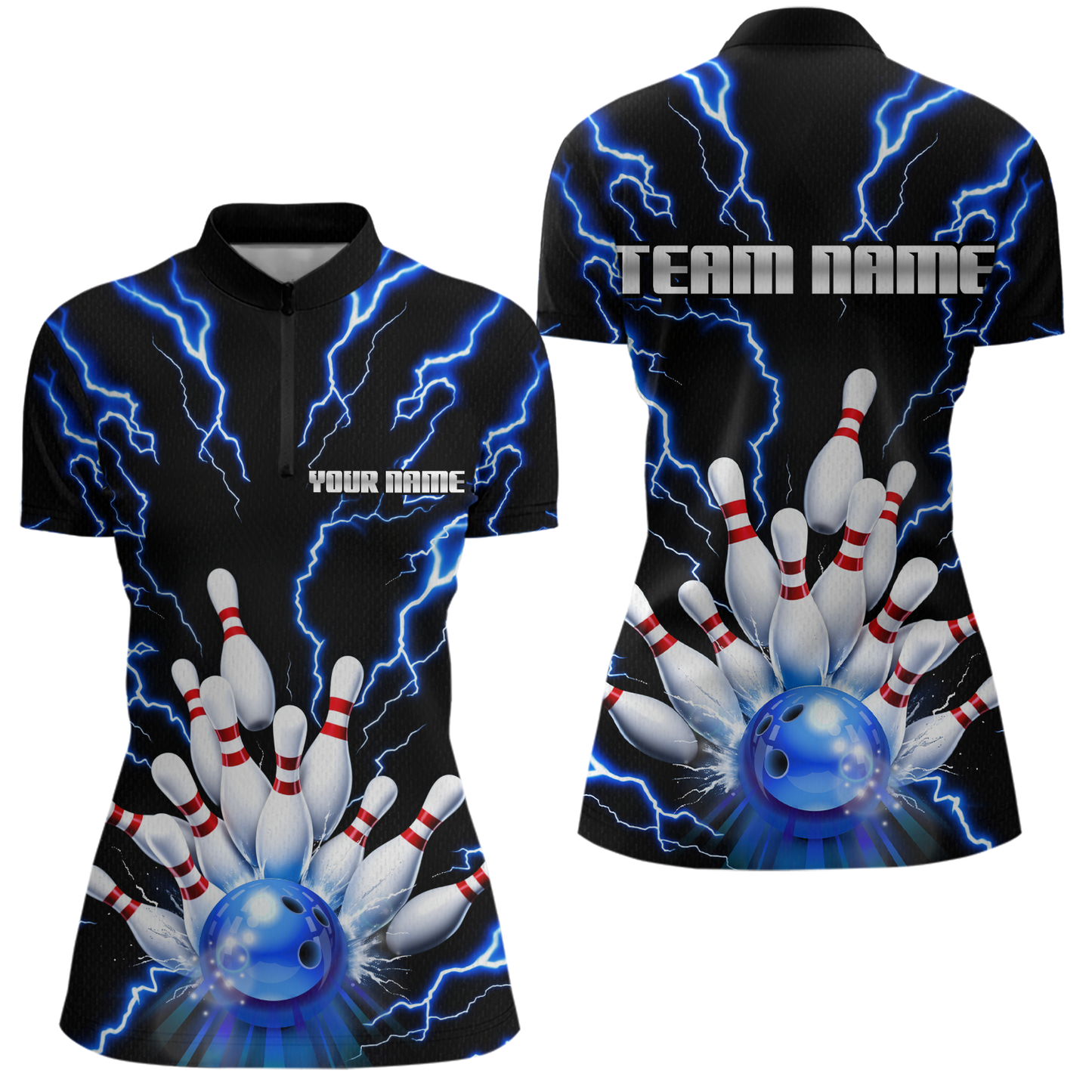 Thunder Lightning Blue Bowling Shirt Custom Bowling Jersey for Men Women Team MBL66
