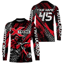Load image into Gallery viewer, Motocross Off-road Jersey Black Red UPF30+ Youth Adult Custom Dirt Bike Racing Shirt Long Sleeves XM55