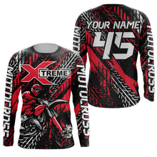 Load image into Gallery viewer, Motocross Off-road Jersey Black Red UPF30+ Youth Adult Custom Dirt Bike Racing Shirt Long Sleeves XM55