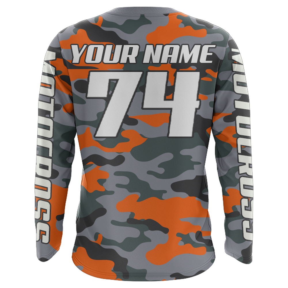 Camo Motocross Racing Jersey UPF30+ Youth Dirt Bike Shirt for Kids Mens Women MotoX Off-road XM127