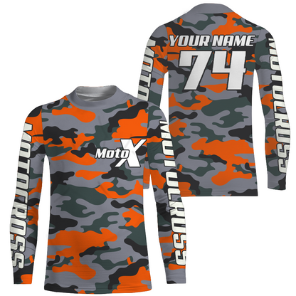 Camo Motocross Racing Jersey UPF30+ Youth Dirt Bike Shirt for Kids Mens Women MotoX Off-road XM127