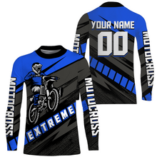 Load image into Gallery viewer, Custom Motocross Jersey UPF30+ Dirt Bike Youth Shirt MX Racing Adult&amp;Kid Blue Jersey XM210
