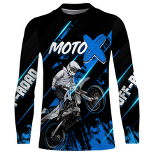 Load image into Gallery viewer, Motocross Jersey Youth Men UPF30+ Black Blue Dirt Bike Shirt MX Racing Motorcycle Jersey XM212