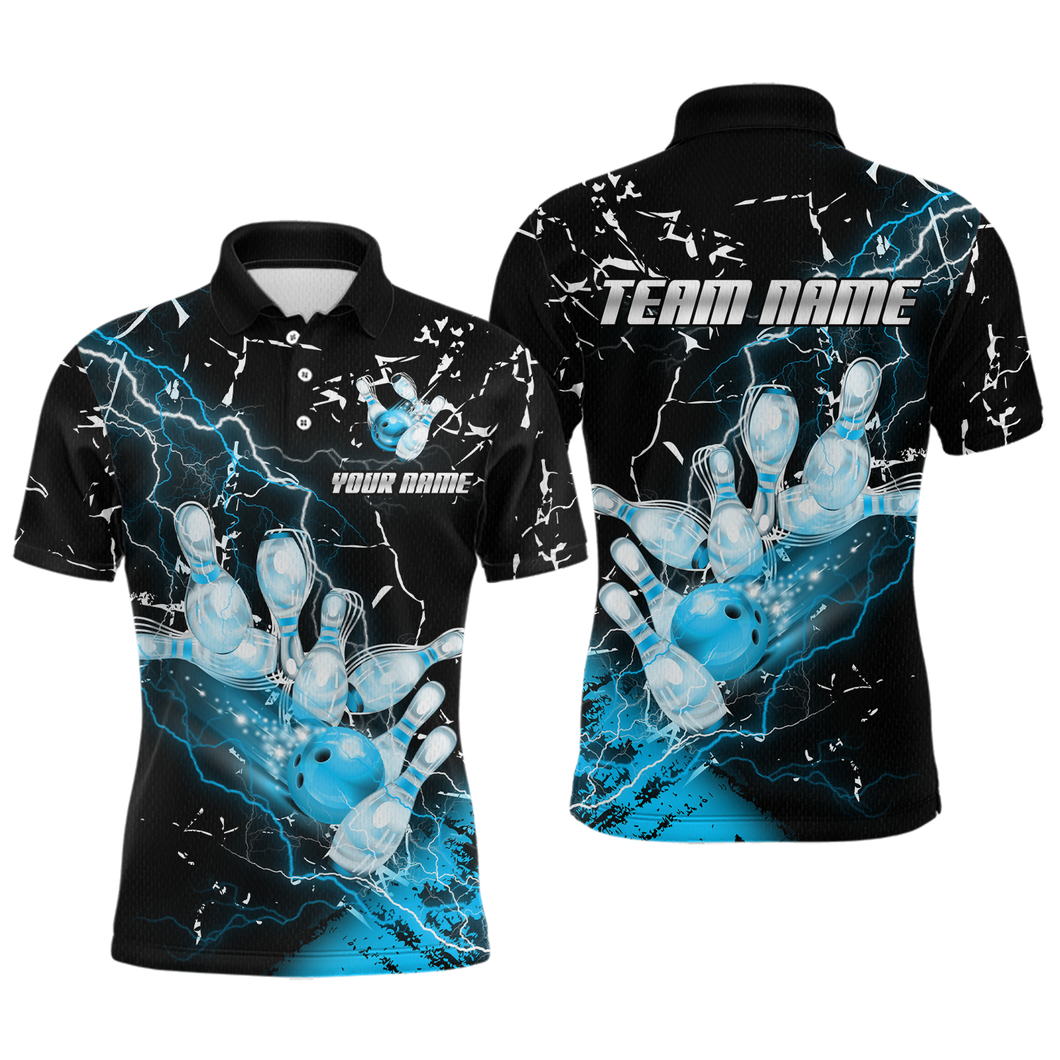 Custom Teal Lightning Bowling Shirts for Men Women Team Bowling Polo & 1/4 Zip MBL80