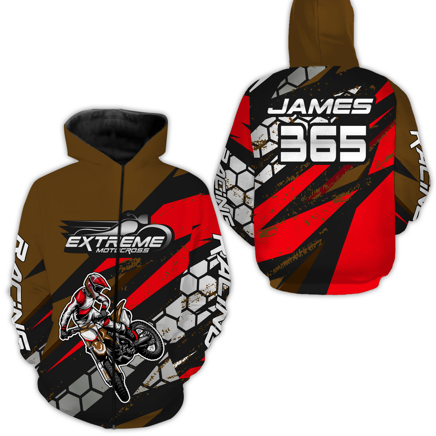 Red Motocross Racing Hoodie Jersey for Men Women Dirt Bike Motorcycle Hoodie Zip MH51