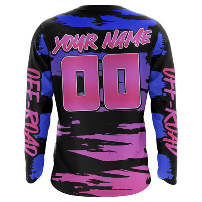 Motocross Blue Pink Jersey UPF30+ Riding Dirt Bike Jersey Extreme MX Racing Off-road Shirt XM05