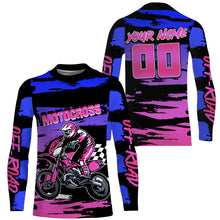 Load image into Gallery viewer, Motocross Blue Pink Jersey UPF30+ Riding Dirt Bike Jersey Extreme MX Racing Off-road Shirt XM05