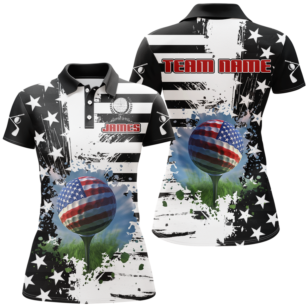 Custom US Golf Polo Shirt Patriotic Golf Shirts for Men Women American Polo Shirt MMG08