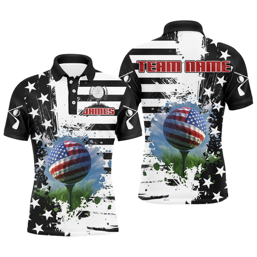 Custom US Golf Polo Shirt Patriotic Golf Shirts for Men Women American Polo Shirt MMG08
