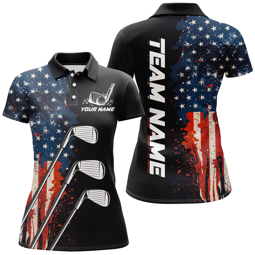 Custom US Golf Polo Shirt American Flag Golf Shirts For Men Women Golf Polo Shirt MMG10