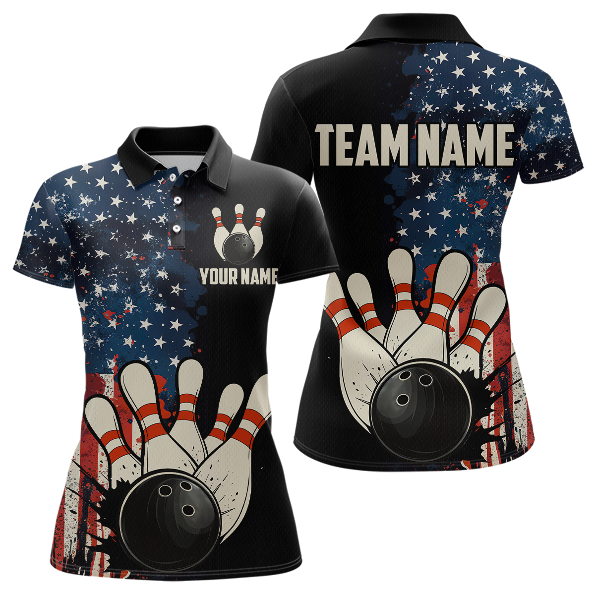 American Flag Bowling Shirt for Men Women Custom Patriotic Bowling Shirt Bowling Apparel MBL02