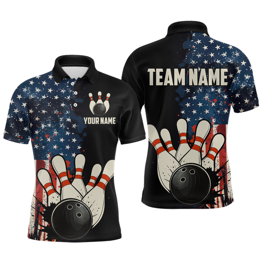 American Flag Bowling Shirt for Men Women Custom Patriotic Bowling Shirt Bowling Apparel MBL02
