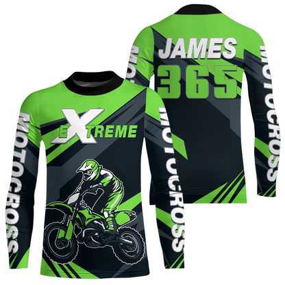 Custom Green Motocross Jersey Dirt Bike Shirt Men for Kid Women Motorcycle Shirts XM341
