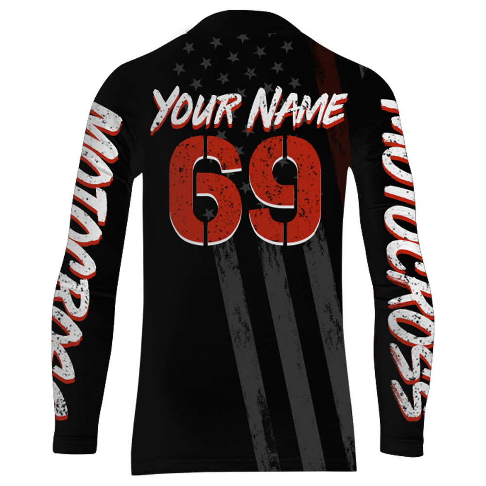 American Flag Motocross Jersey UPF30+ Racing Dirt Bike Riding Shirt Off-Road Long Sleeves XM28