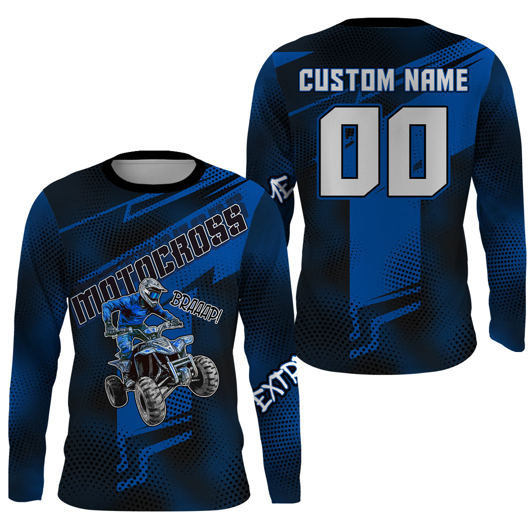 ATV Motocross Jersey Blue Upf30+ Quad Bike ATV Racing Jersey Men Women Kid ATV Shirt MX44