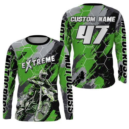 Motocross Racing Jersey Green UPF30+ Youth Dirt Bike Shirt Motorcycle Men MX Off-Road XM140
