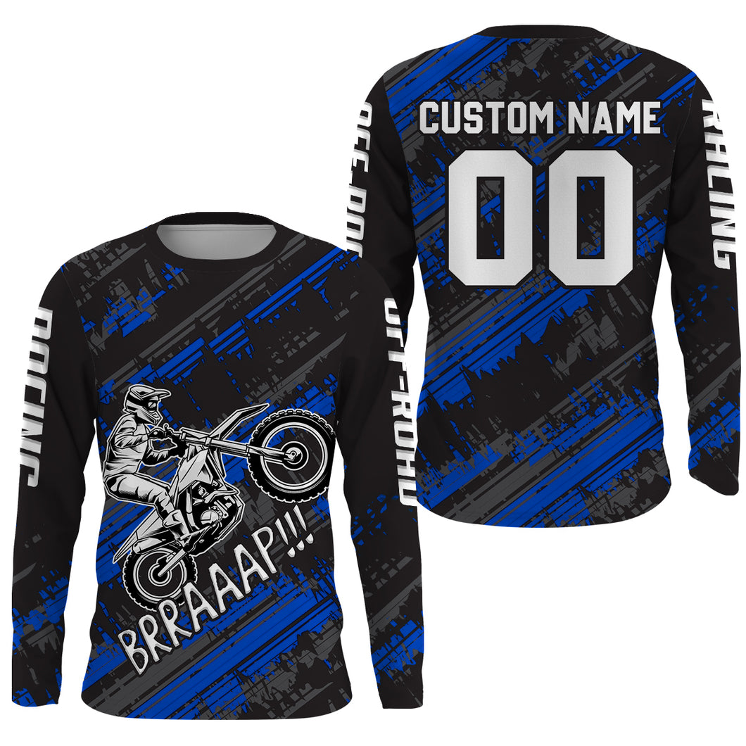 Kid Men Motocross Jersey Personalized Upf30+ Blue Dirt Bike Shirt MX Racing Jersey XM231