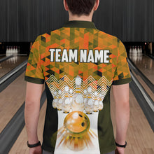 Load image into Gallery viewer, Orange Bowling Shirt for Men 3D Custom Name Bowling Jersey Shirts Team Polo &amp; Quarter-Zip HNT10