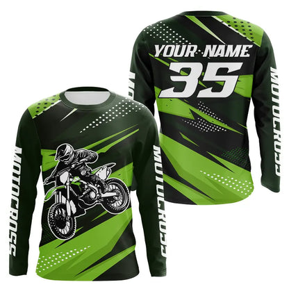 Green Motocross Racing Jersey Men Women Kid Upf30+ Dirt Bike Shirt Youth Racing Jersey DNT84