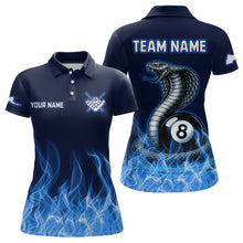 Load image into Gallery viewer, Custom Blue Cobra Snake 8 Ball Pool Flame Billiard Shirts for Women Team Polo &amp; 1/4 Zip Shirts NNT56