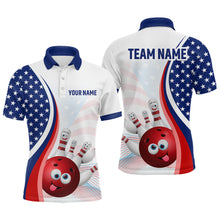 Load image into Gallery viewer, Personalized US Flag Funny Bowling Shirt for Men 3D Bowling Jersey Shirts Polo &amp; Quarter-zip with Team HNT08