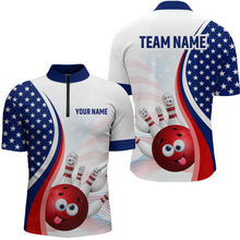 Load image into Gallery viewer, Personalized US Flag Funny Bowling Shirt for Men 3D Bowling Jersey Shirts Polo &amp; Quarter-zip with Team HNT08