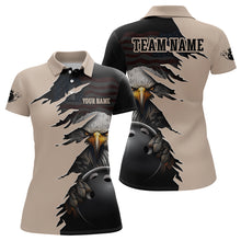Load image into Gallery viewer, US Flag Eagle 3D Bowling Shirt for Women Custom Name Polo &amp; Quarter-zip Bowling Jersey with Team HNT05