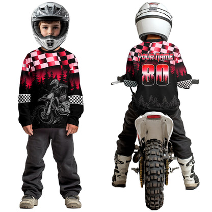 Red Motocross Jersey Dirt Bike Jersey Kid Adult UPF30+ Custom Motocross Racing Jersey DNT56