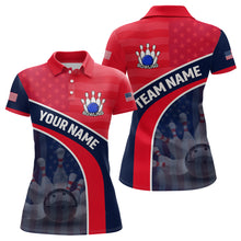 Load image into Gallery viewer, Personalized US Flag Bowling Jersey for Women Bowling Gifts Bowling Team Jersey with Name Polo &amp; 1/4 Zip HNT28