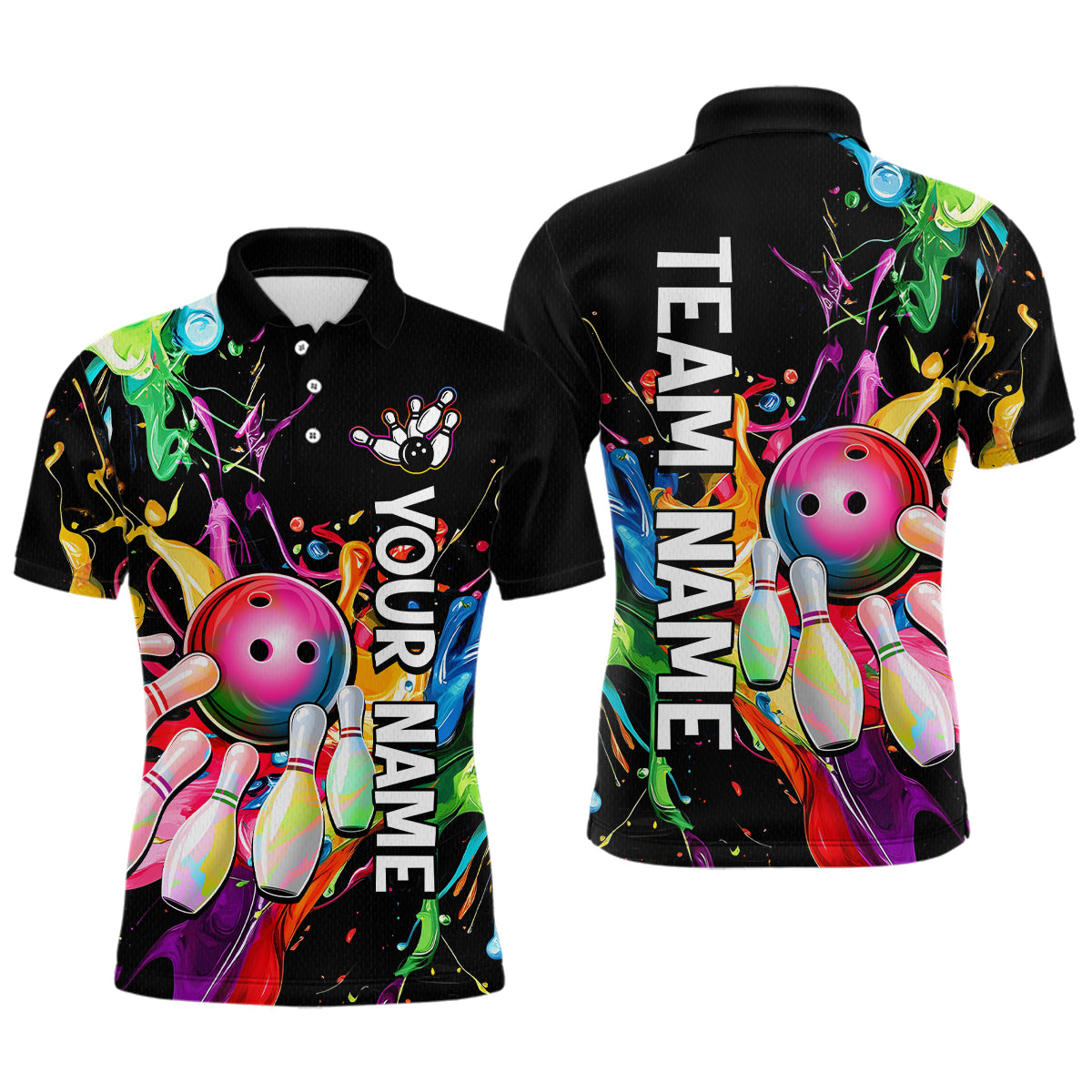 Colorful Bowling Shirt Bowling Jersey Men Personalized Bowling Team Jersey Polo & 1/4 Zip HNT33