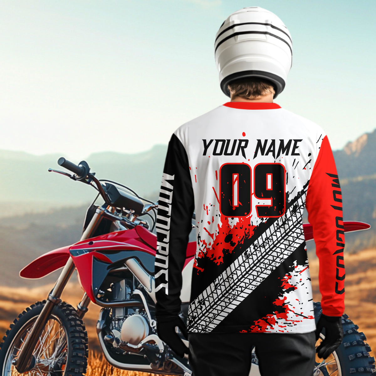 Red Motocross Shirts Racing UPF30+Custom Dirt Bike Jersey Off-Road Shirt Kid Men Women DNT73