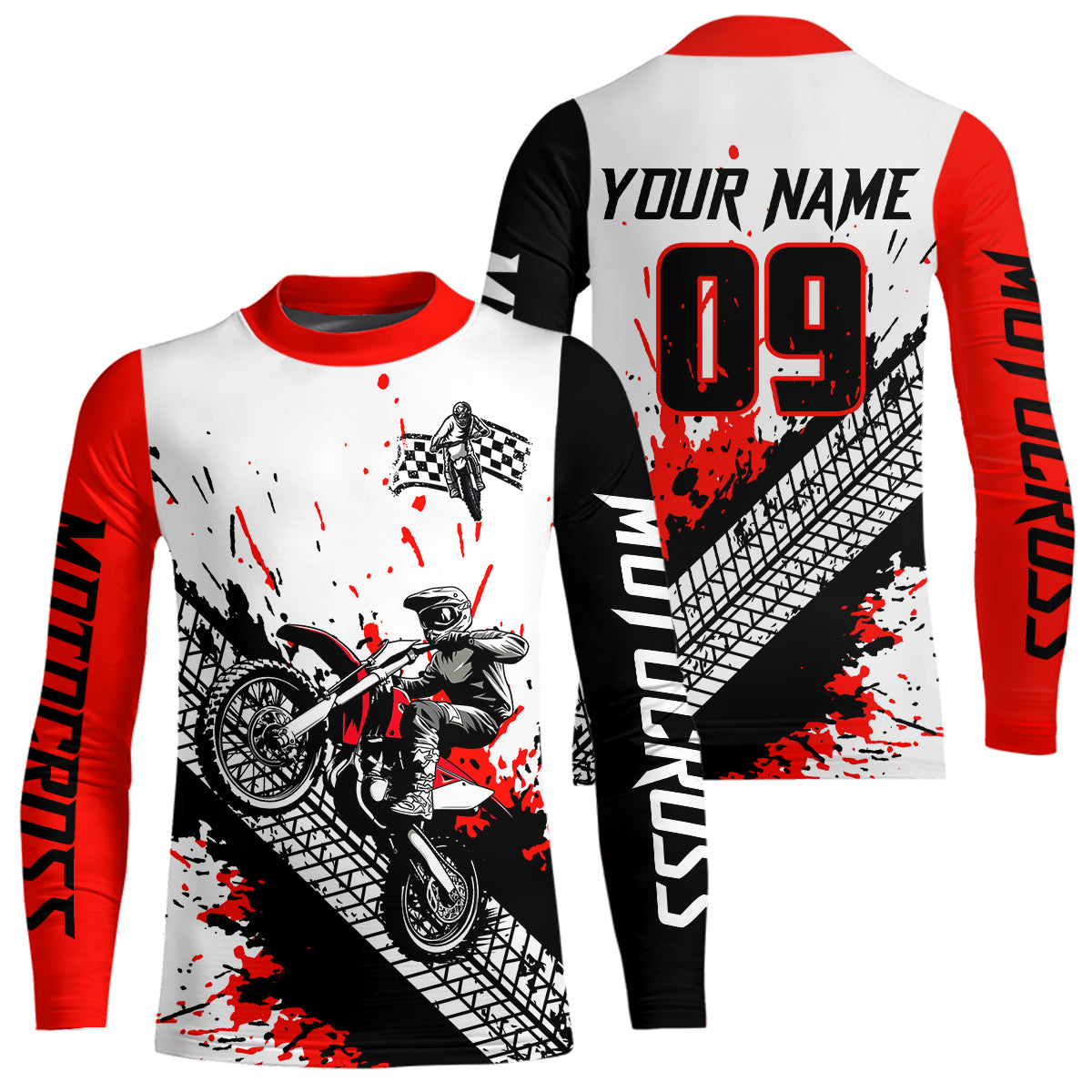 Red Motocross Shirts Racing UPF30+Custom Dirt Bike Jersey Off-Road Shirt Kid Men Women DNT73