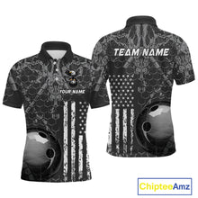 Load image into Gallery viewer, Custom Eagle US Flag Bowling Men Bowling Shirt Polo &amp; Quarter-Zip Bowling Team Jerseys HNT87
