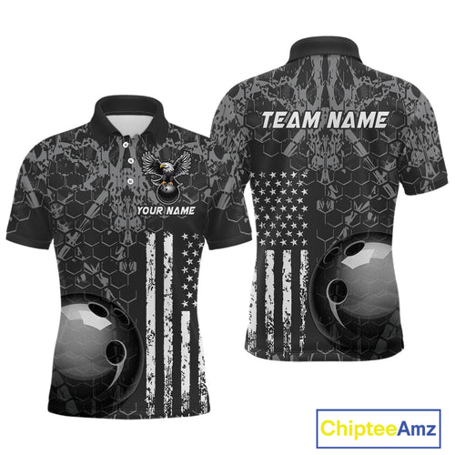 Custom Eagle US Flag Bowling Men Bowling Shirt Polo & Quarter-Zip Bowling Team Jerseys HNT87