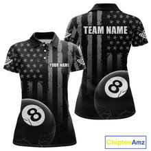 Load image into Gallery viewer, Custom American Flag 8 Ball Billiard Shirts for Women, Billiard Team Polo &amp; 1/4 Zip Shirts NNT64