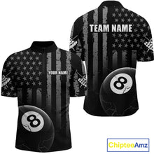 Load image into Gallery viewer, Custom American Flag 8 Ball Billiard Shirts for Men, Billiard Team Polo &amp; 1/4 Zip Shirts NNT64