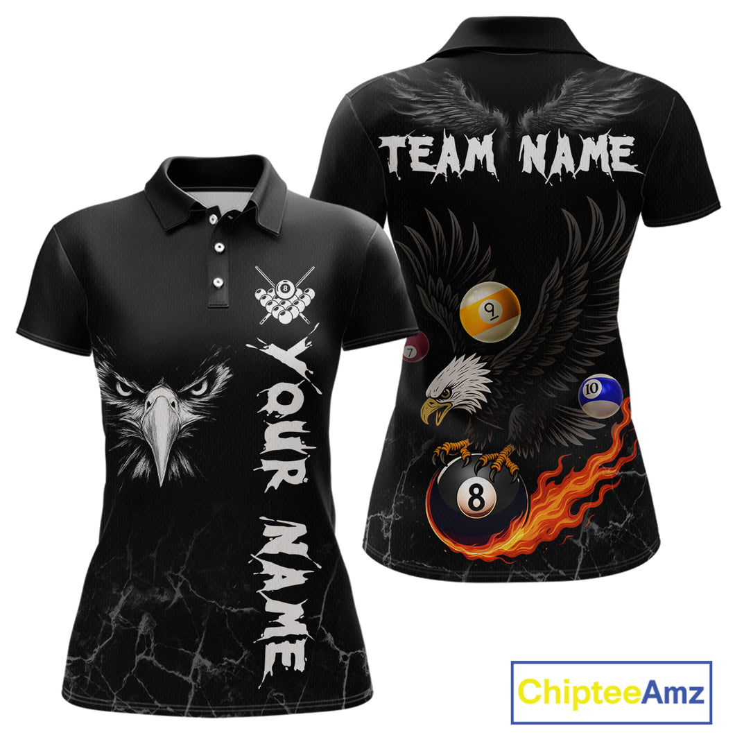 Custom Black Eagle 8 Ball Billiard Shirts for Women Billiard Team Jerseys Polo & 1/4 Zip Shirts NNT52