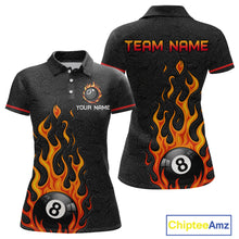 Load image into Gallery viewer, Custom 8 Ball Flame Billiard Shirts for Women Billiard Team Jerseys Polo &amp; 1/4 Zip Shirts NNT50
