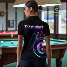 Load image into Gallery viewer, Custom Neon 8 Ball Crown Billiard Shirts for Women Billiard Team Jerseys Polo &amp; 1/4 Zip Shirts NNT53