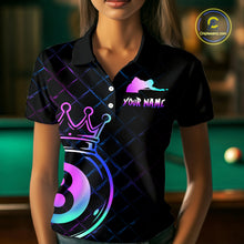 Load image into Gallery viewer, Custom Neon 8 Ball Crown Billiard Shirts for Women Billiard Team Jerseys Polo &amp; 1/4 Zip Shirts NNT53