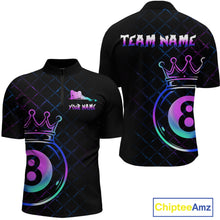 Load image into Gallery viewer, Custom Neon 8 Ball Crown Billiard Shirts for Men Billiard Team Jerseys Polo &amp; 1/4 Zip Shirts NNT53