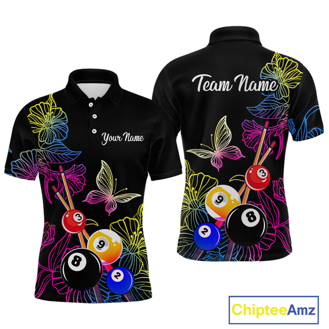 Custom Butterfiles Ball Billiard Shirts for Men Billiard Team Jerseys Polo & 1/4 Zip Shirts NNT51