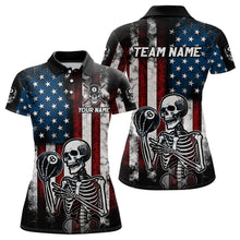 Load image into Gallery viewer, Custom US Skull 8 Ball Billiard Shirts for Women Billiard Team Shirts Billiard League Polo &amp; 1/4 Zipper NNT86