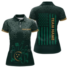 Load image into Gallery viewer, Custom Name St Patrick&#39;s Day US Flag Bowling Shirt Women Team Polo &amp; 1/4 Zip Shirts Bowling Team HNT14